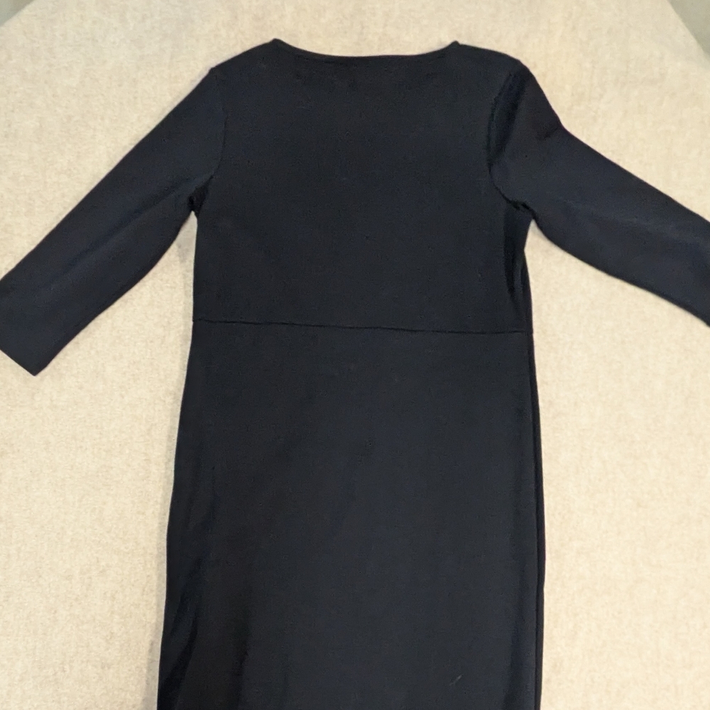 Hanna Andersson Classic Black 3/4 Sleeves Pencil Dress With Boat Neckline Sz Med - Picture 9 of 9